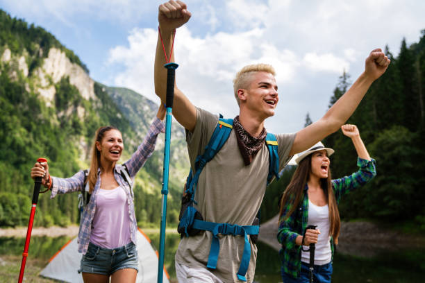 Our program hiking friends travel outdoor sport lifestyle concept